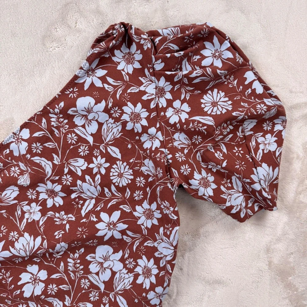 Intimately Free People Java Cameo One Shoulder Floral Bodysuit Cocoa Mar Small